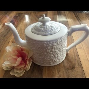 White floral teapot